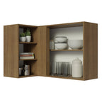 Gabinete Superior Esquinero 166 cm 1 Puerta 3 Nichos Marrón/Negro Lux Madesa