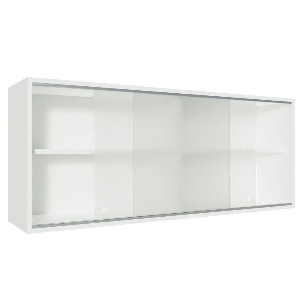 Gabinete Superior 120 cm 2 Puertas Corredizas de Vidrio Glamy, Agata y Reims Blanco