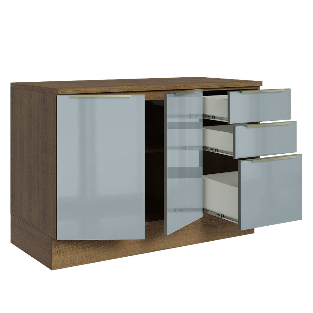 Gabinete Bajo 120 cm 2 Puertas 3 Cajones Marrón/Gris Lux Madesa