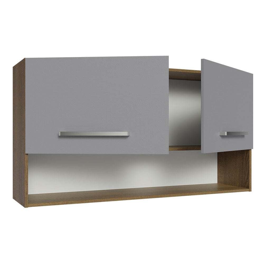 Gabinete Superior 105 cm 2 Puertas 1 Nicho Marrón/Gris Emilly Madesa