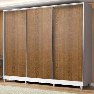 Clóset Matrimonial 231 cm 3 Puertas Corredizas 100% MDF Blanco/Marrón Royale Madesa