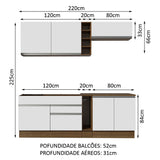 Cocina Integral 220 cm Marrón/Blanco Parma 03