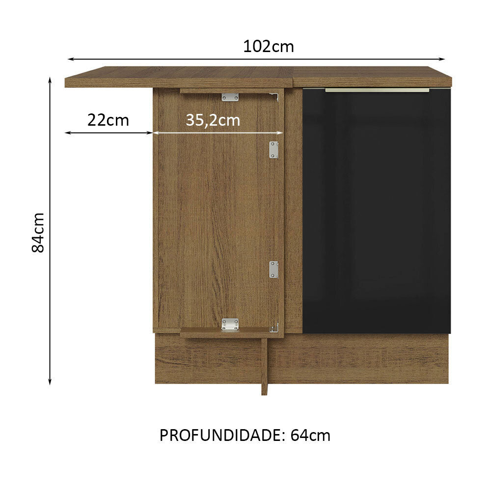 Mueble de Esquina Lux 1 Puerta 60 cm Profundidad (Con Encimera) Marrón/Negro