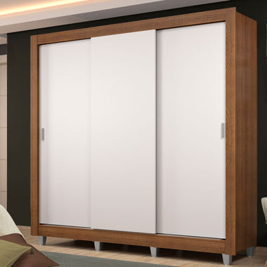 Clóset Matrimonial Lyon Plus 3 Puertas Correderas 4 Cajones con Patas Marrón/Blanco