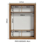 Clóset Soltero 117 cm 2 Puertas Corredizas Marrón/Blanco Denver Madesa