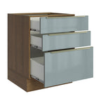 Gabinete Bajo 60 cm 3 Cajones Sin Encimera Marrón/Gris Lux Madesa