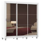 Clóset Matrimonial Lyon Plus 3 Puertas Correderas con Espejo 4 Cajones con Patas Blanco