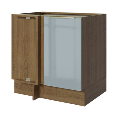 Gabinete Bajo Esquinero 80 cm 1 Puerta Sin Encimera Marrón/Gris Lux Madesa
