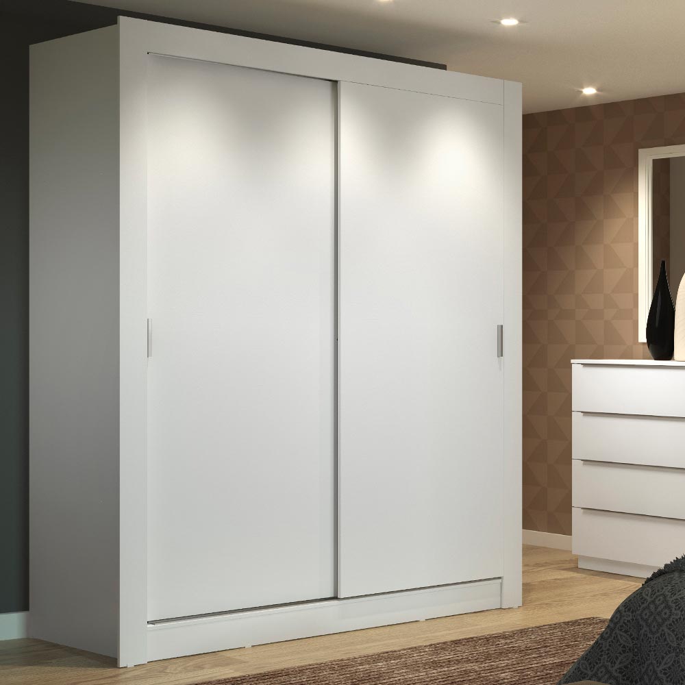 Clóset Soltero 117 cm 2 Puertas Corredizas 2 Cajones Blanco Dallas Madesa