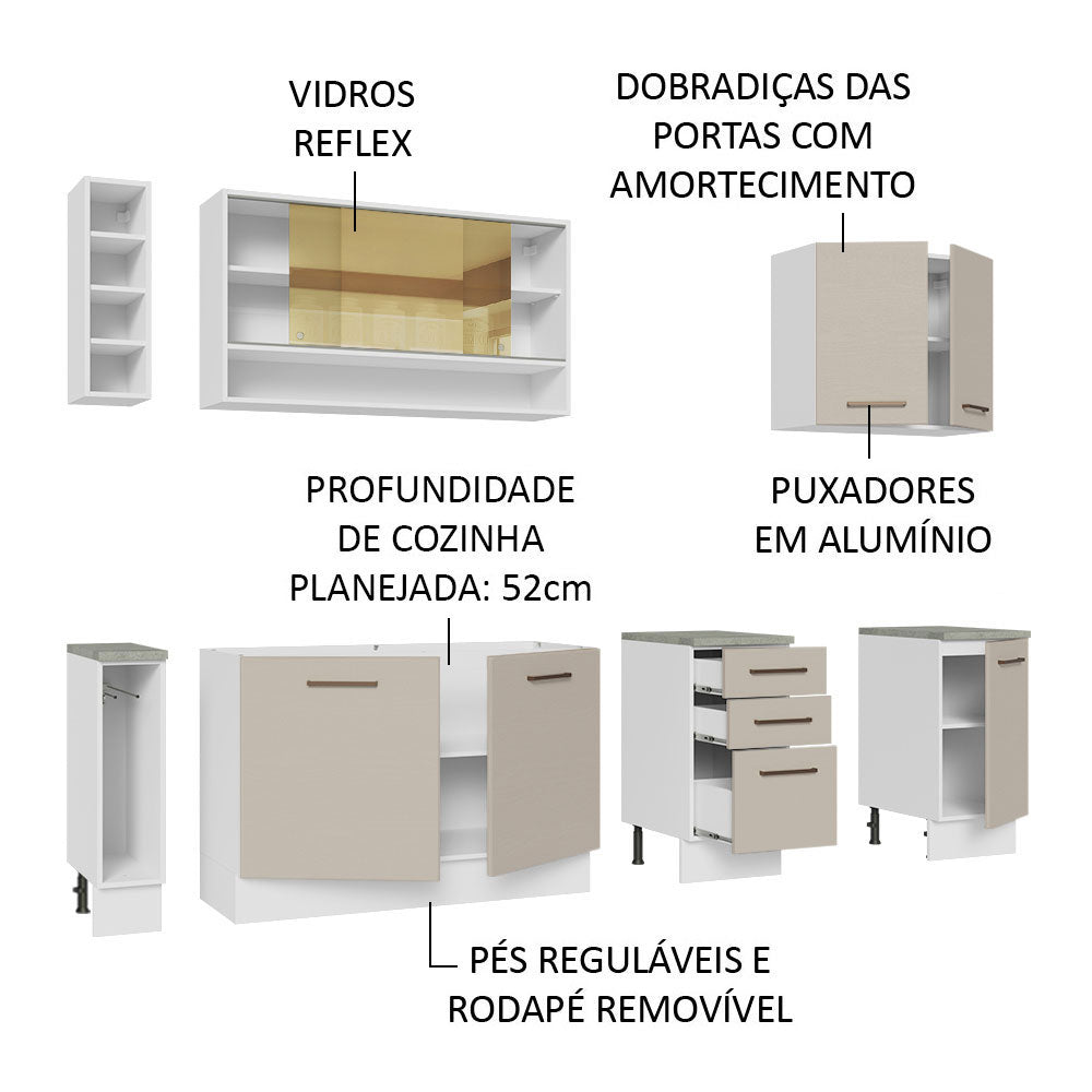 Cocina Integral 220cm Blanco/Crema Agata de Thêmis