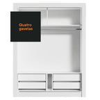 Clóset Soltero 117 cm 2 Puertas Corredizas 4 Cajones Blanco/Negro Dallas Madesa
