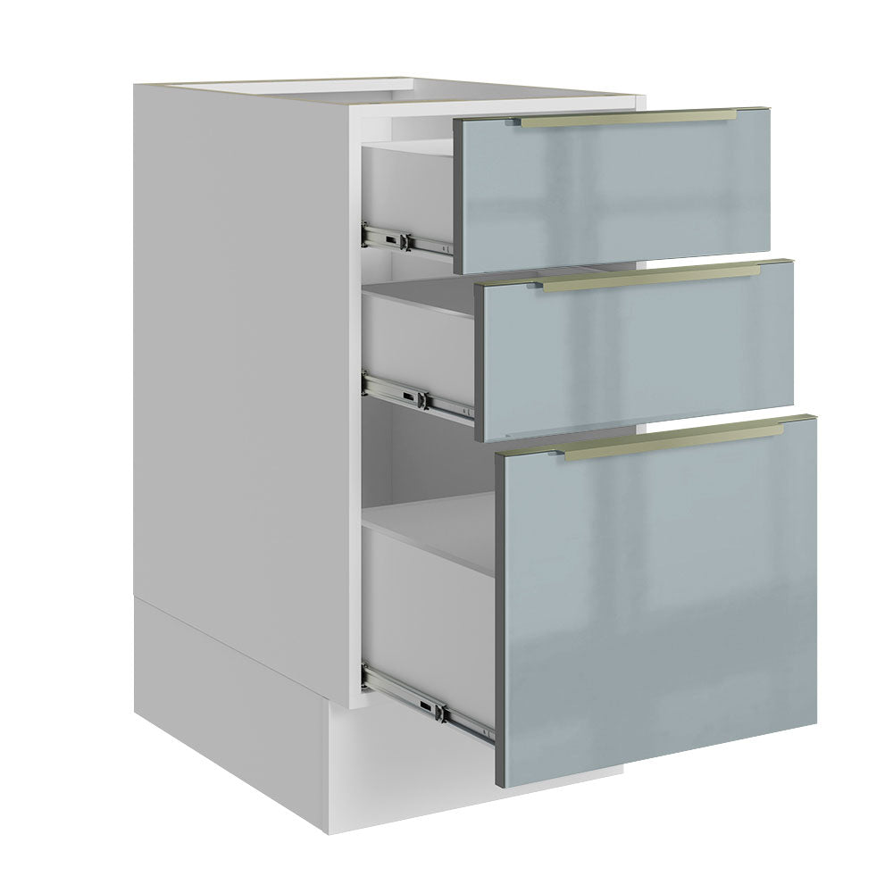 Gabinete Bajo 40 cm 3 Cajones Sin Encimera Blanco/Gris Lux Madesa