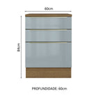 Gabinete Bajo 60 cm 3 Cajones Marrón/Gris Lux Madesa