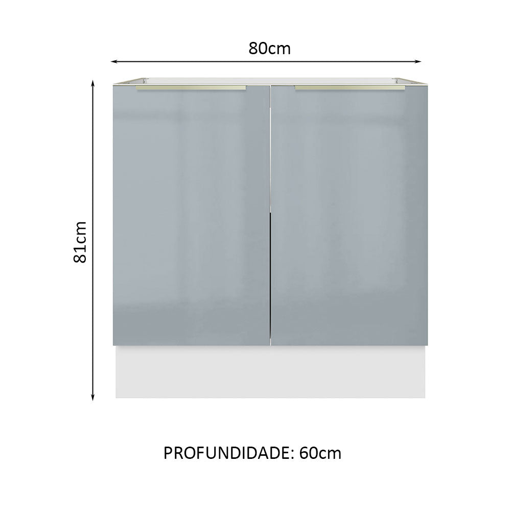 Gabinete Bajo 80 cm 2 Puertas Lux Blanco/Gris