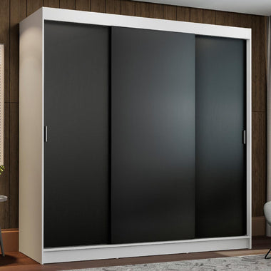 Clóset Matrimonial 180 cm 3 Puertas Corredizas Blanco/Negro Reno Madesa