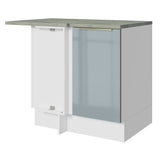 Gabinete Bajo de Esquina de Cocina con 1 Puerta (Con Encimera) Lux Blanco/Gris