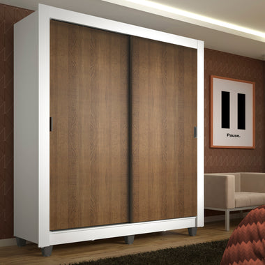 Clóset Soltero 117 cm 2 Puertas Corredizas Blanco/Marrón Denver Madesa