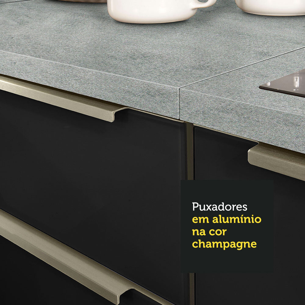 Gabinete Bajo 60 cm 3 Cajones Blanco/Negro Lux Madesa