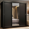 Clóset Matrimonial 170 cm 3 Puertas Corredizas Con 1 Espejo 2 Cajones Negro Lyon Madesa