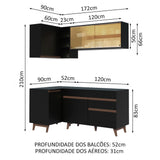 Cocina Integral Esquinera 262cm Negro Reims Madesa 01