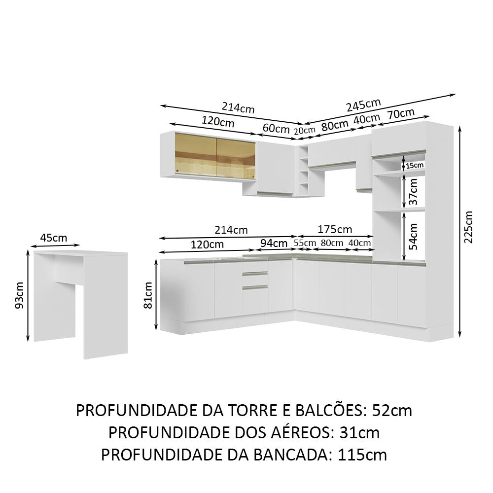 Cocina Integral Esquinera 504 cm Blanco Glamy 01