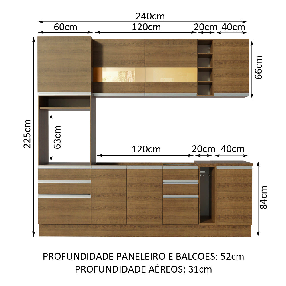 Cocina Integral 240 cm Marrón Lazio 02