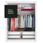 Clóset Soltero 117 cm 2 Puertas Corredizas 4 Cajones Blanco/Negro Dallas Madesa