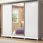 Clóset Matrimonial 231 cm 3 Puertas Corredizas Con 1 Espejo 100% MDF Blanco Royale Madesa