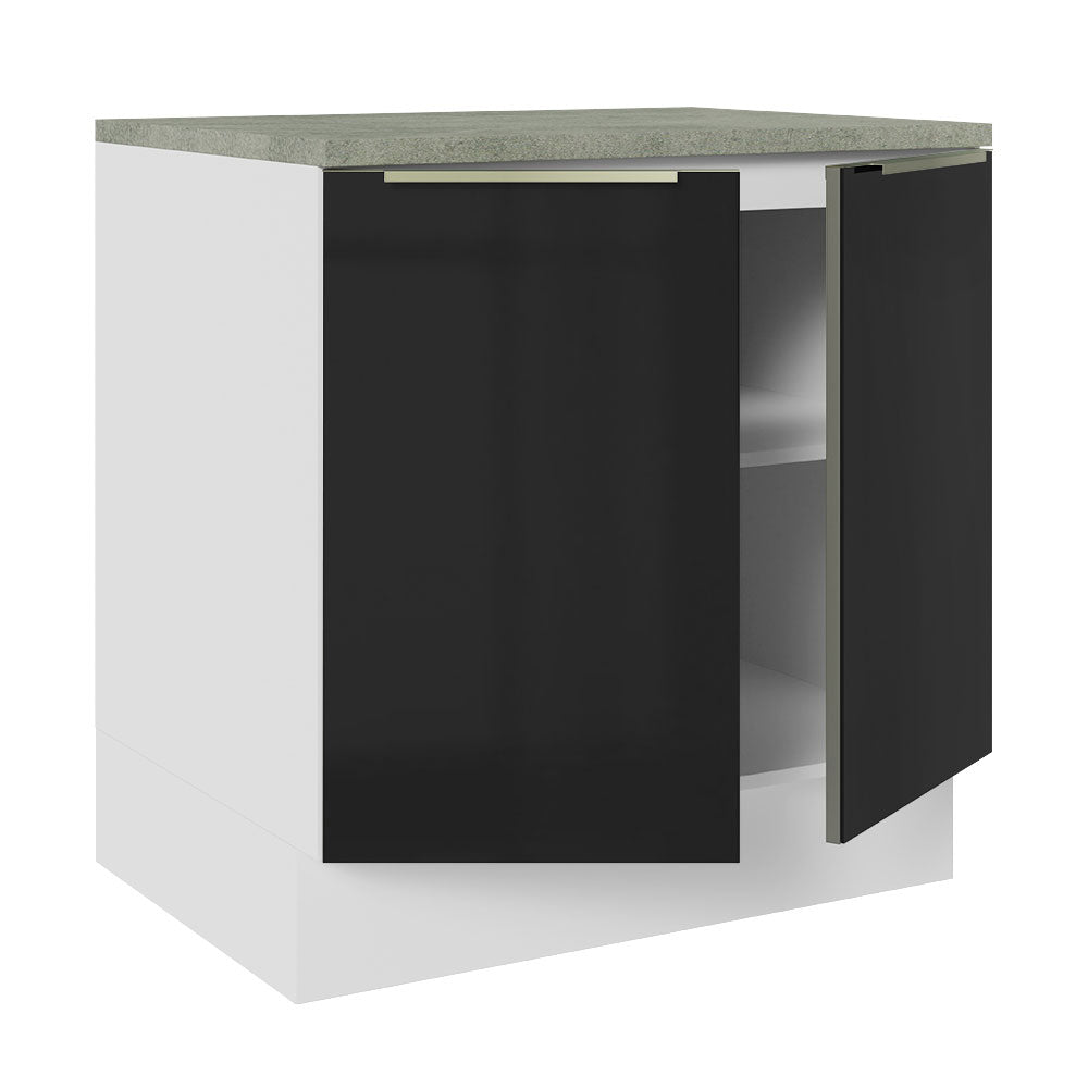 Gabinete Bajo 80 cm 2 Puertas Blanco/Negro Lux Madesa