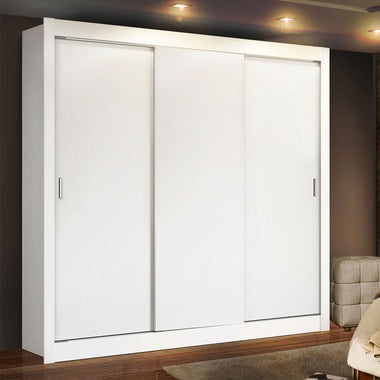 Clóset Matrimonial 170 cm 3 Puertas Corredizas 4 Cajones Blanco Lyon Madesa