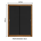 Clóset Soltero 117 cm 2 Puertas Corredizas 4 Cajones Marrón/Negro Dallas Madesa