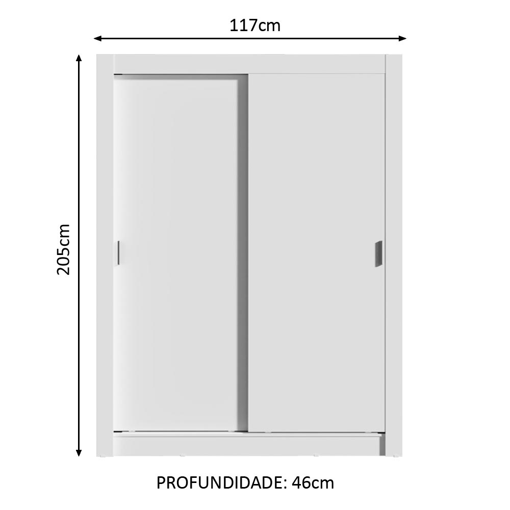 Clóset Soltero 117 cm 2 Puertas Corredizas 2 Cajones Blanco Dallas Madesa