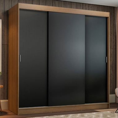 Clóset Matrimonial 180 cm 3 Puertas Corredizas Marrón/Negro Reno Madesa