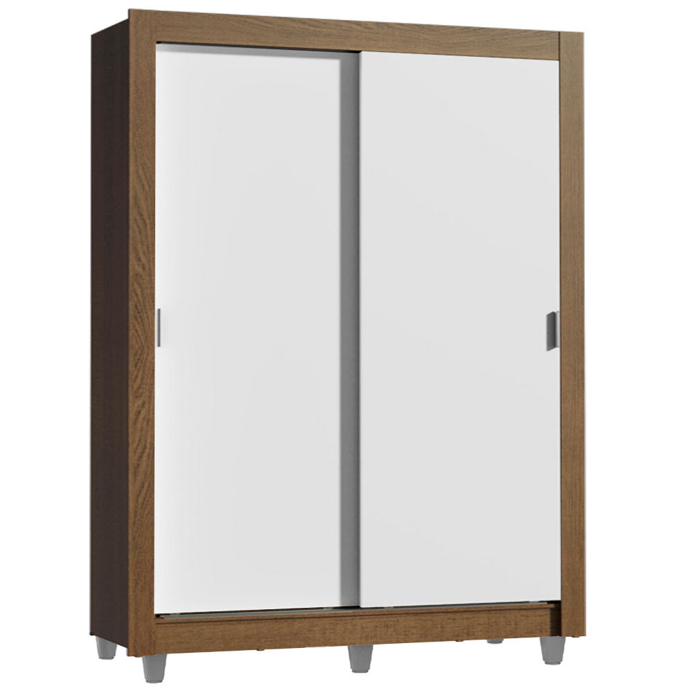 Clóset Soltero Dallas Plus 2 Puertas Corredizas 4 Cajones con Patas Marrón/Blanco