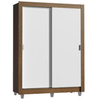 Clóset Soltero Dallas Plus 2 Puertas Corredizas 4 Cajones con Patas Marrón/Blanco