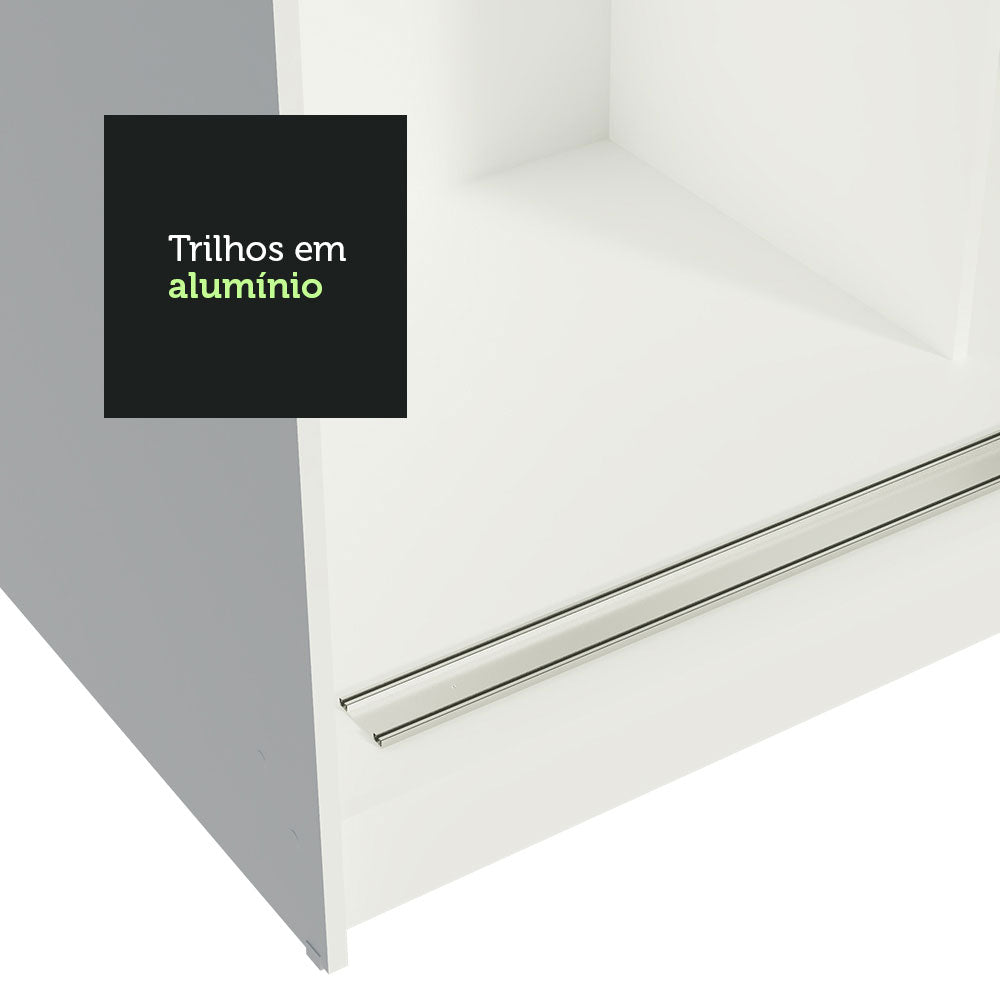 Clóset Matrimonial 180 cm 3 Puertas Corredizas con 2 Espejos 4 Cajones Blanco/Negro Reno Madesa