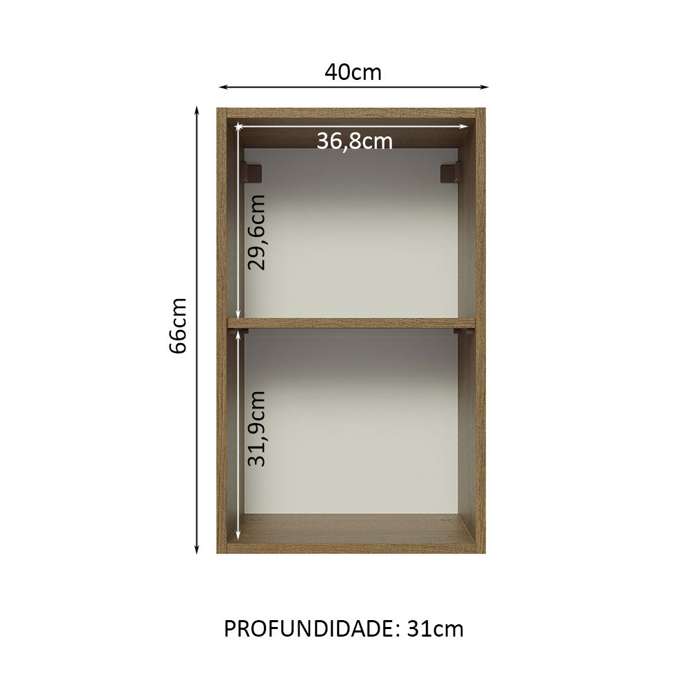 Gabinete Superior 40 cm 1 Puerta Lux Marrón/Gris