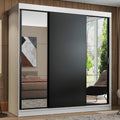 Clóset Matrimonial 180 cm 3 Puertas Corredizas con 2 Espejos 4 Cajones Blanco/Negro Reno Madesa