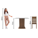 Juego de Comedor Mesa con Encimera de Vidrio 4 Sillas Marrón/Crema/Beige Dallas