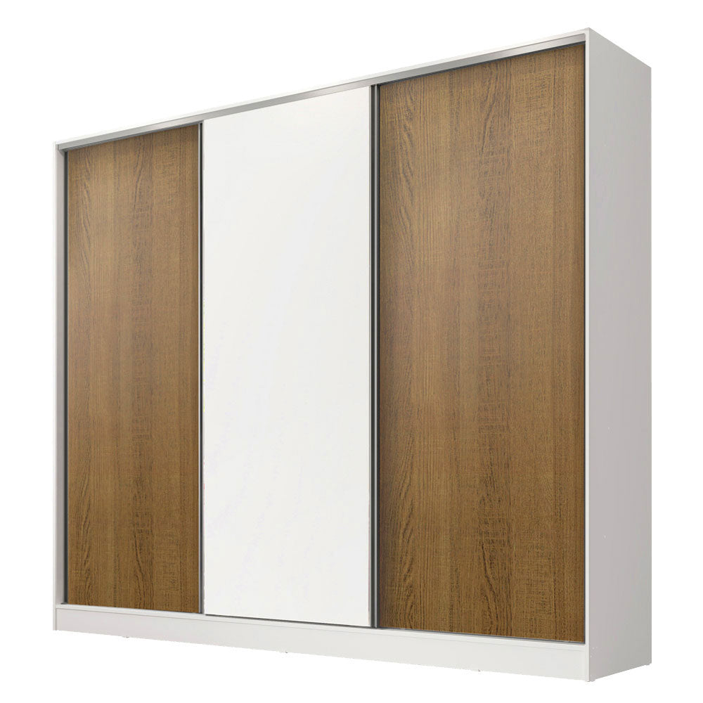 Clóset Matrimonial 231 cm 3 Puertas Corredizas 100% MDF Blanco/Marrón Royale Madesa