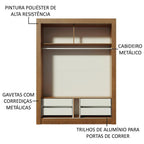 Clóset Soltero 117 cm 2 Puertas Corredizas 4 Cajones Marrón Dallas Madesa