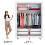 Clóset Soltero Dallas Plus 2 Puertas Correderas 4 Cajones con Patas Blanco