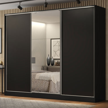 Clóset Matrimonial 100% MDF Royale 3 Puertas Corredizas con Espejo Negro