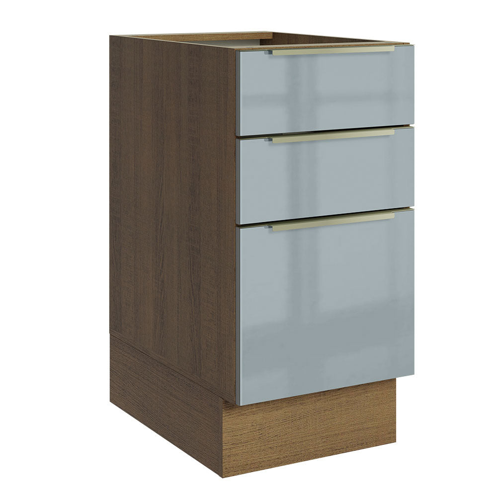 Gabinete Bajo 40 cm 3 Cajones Sin Encimera Marrón/Gris Lux Madesa