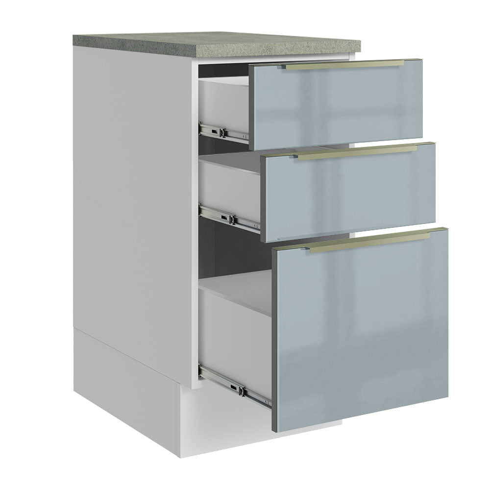 Gabinete Bajo 40 cm 3 Cajones Blanco/Gris Lux Madesa