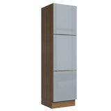 Mueble Despensa 60 cm 3 Puertas Lux Marrón/Gris