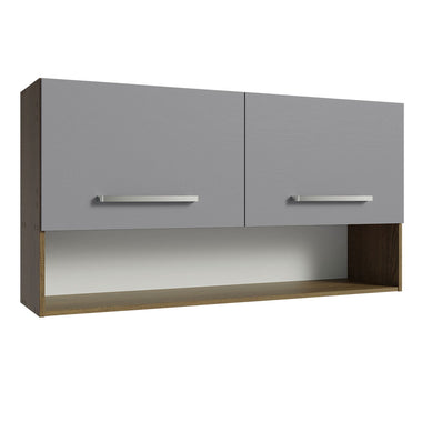 Gabinete Superior 105 cm 2 Puertas 1 Nicho Marrón/Gris Emilly Madesa