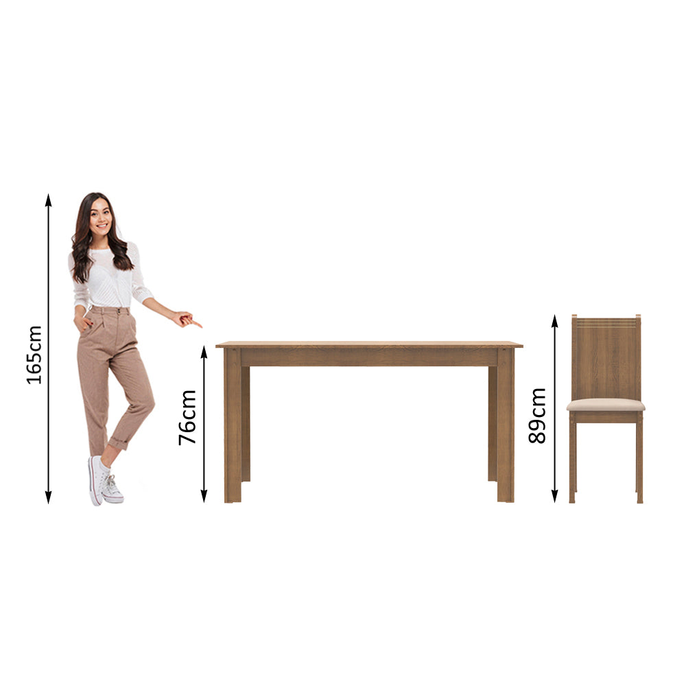 Juego de Comedor Madesa Maris Mesa con Encimera y 6 Sillas Marrón/Sintético Beige