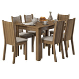 Juego de Comedor Madesa Maris Mesa con Encimera y 6 Sillas Marrón/Sintético Beige