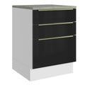 Gabinete Bajo 60 cm 3 Cajones Blanco/Negro Lux Madesa